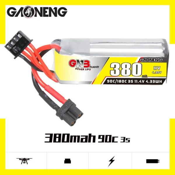 Batería LiPo Gaoneng GNB 3S 11.4V 380mAh 90C (XT30 HV)