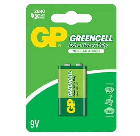 Batería 9V Carbón GP Greencell (6F22)