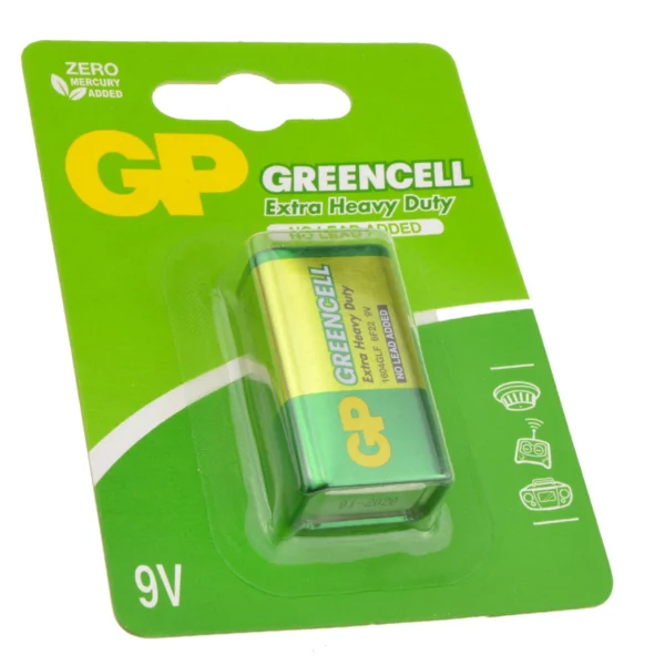 Batería 9V Carbón GP Greencell (6F22)