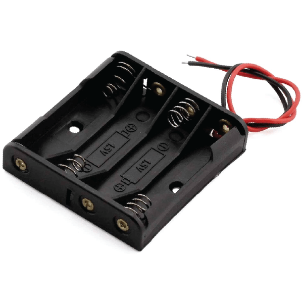Porta Pilas para 4 Baterías AA (6V) con Cables