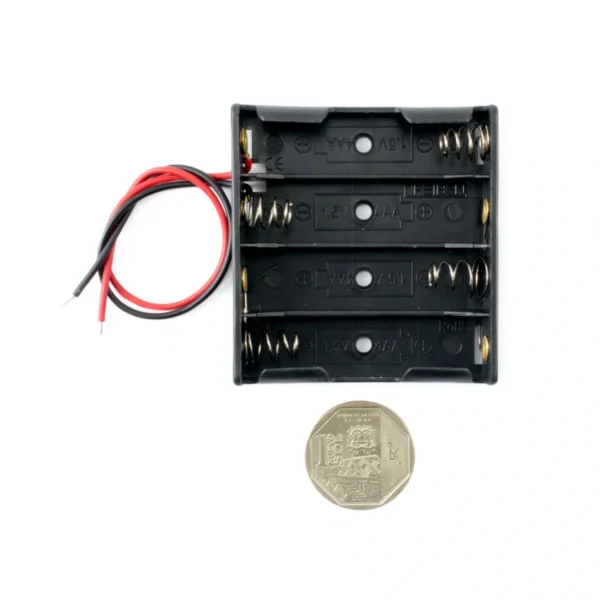 Porta Pilas para 4 Baterías AA (6V) con Cables